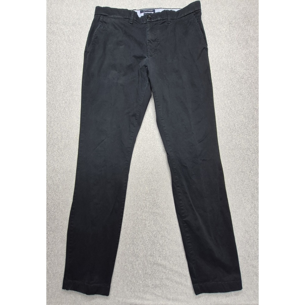 Tommy Hilfiger Pants Mens 32x32 Black Slim Fit Stretch Cotton Casual Khakis